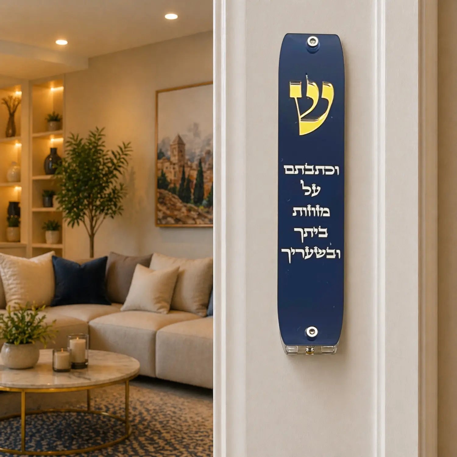 Genesis Classic Mezuzah for Door – Handmade Premium Clear Acrylic Case – Model LSN-10060