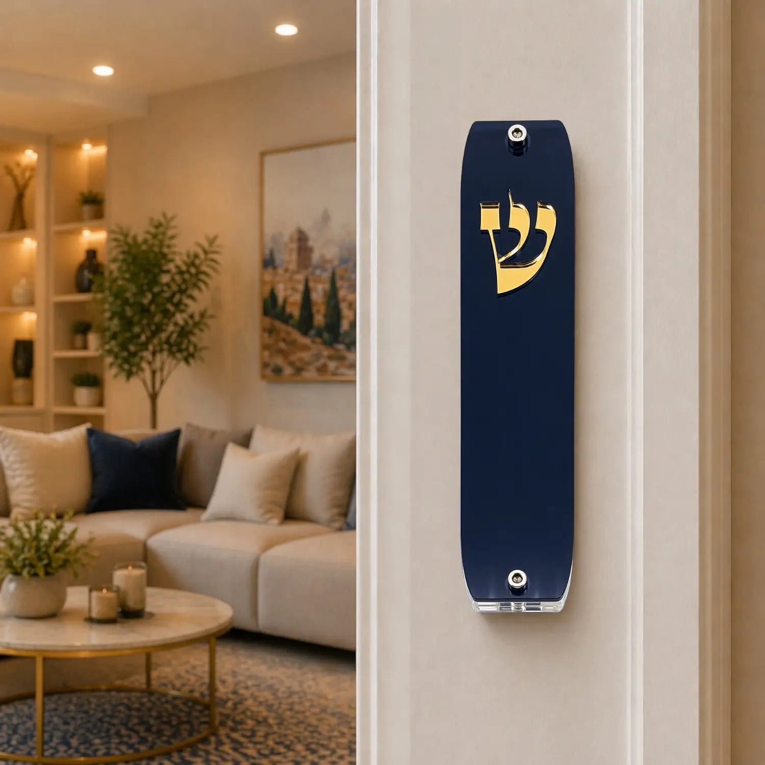 Genesis Classic Mezuzah for Door – Handmade Premium Clear Acrylic Case – Model LSN-10002