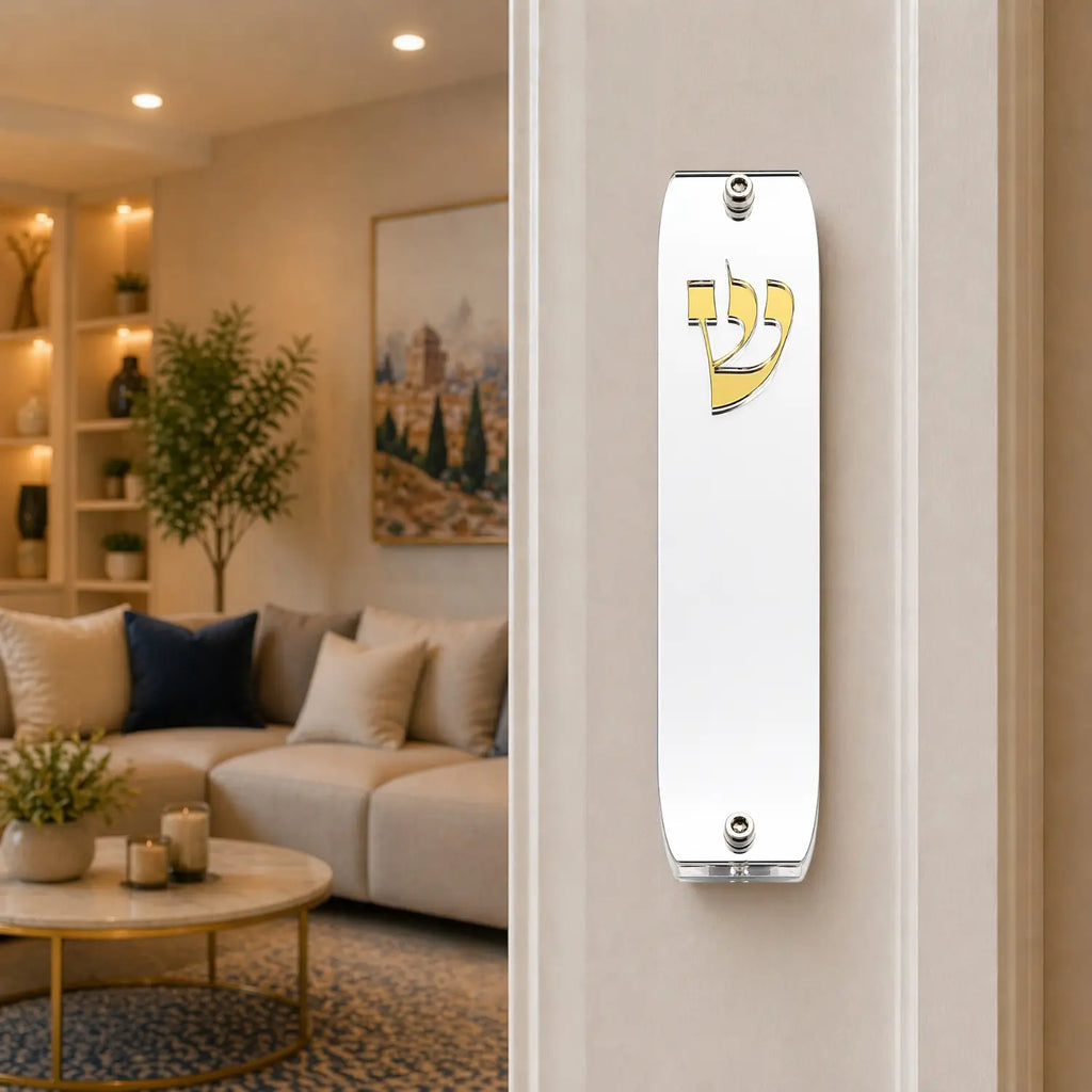 Genesis Classic Mezuzah for Door – Handmade Premium Clear Acrylic Case – Model LSN-10003