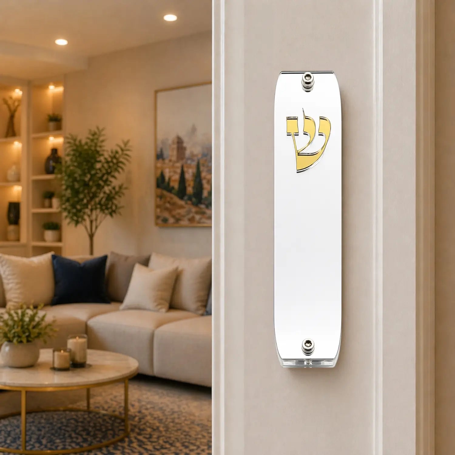 Genesis Classic Mezuzah for Door – Handmade Premium Clear Acrylic Case – Model LSN-10003