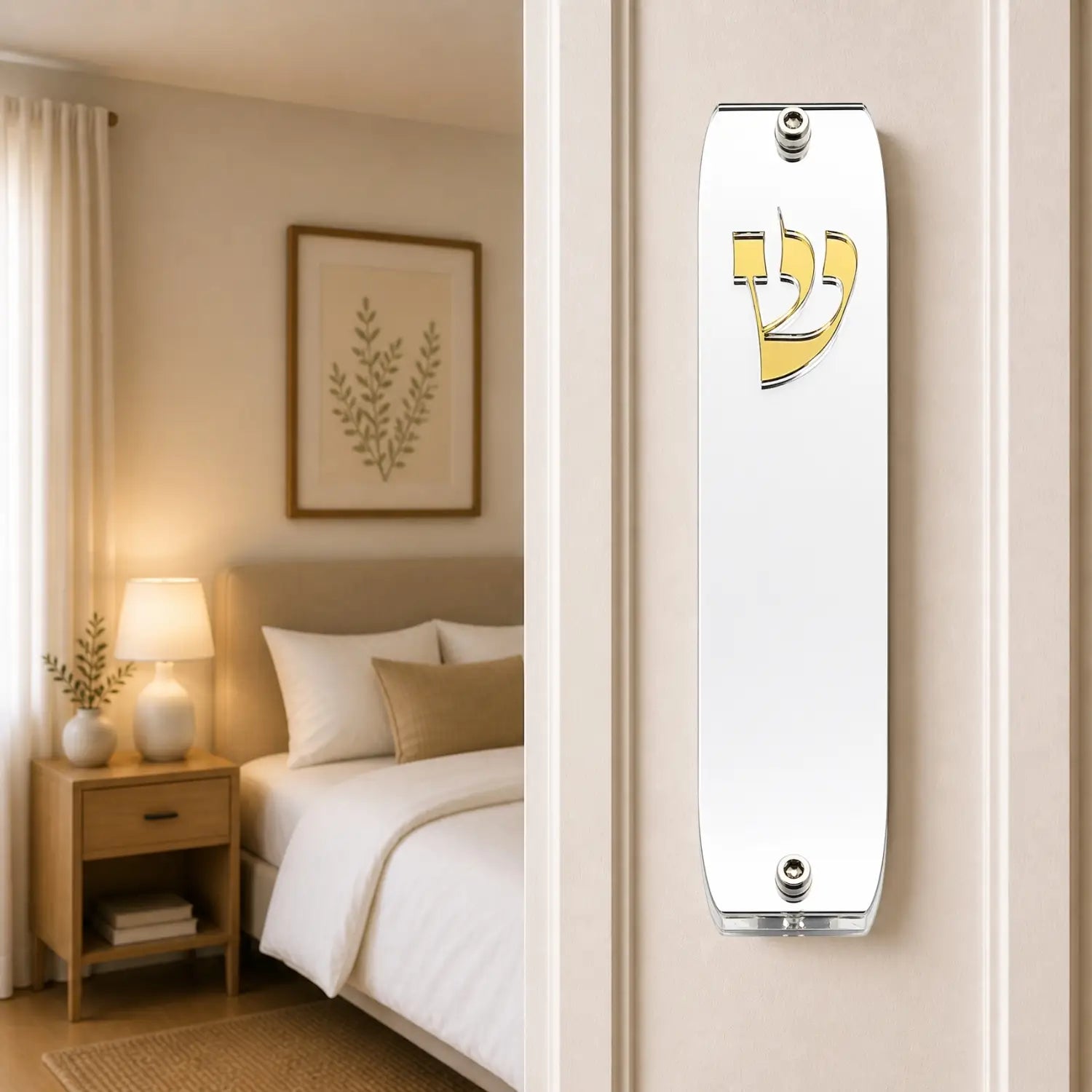 Genesis Classic Mezuzah for Door – Handmade Premium Clear Acrylic Case – Model LSN-10003