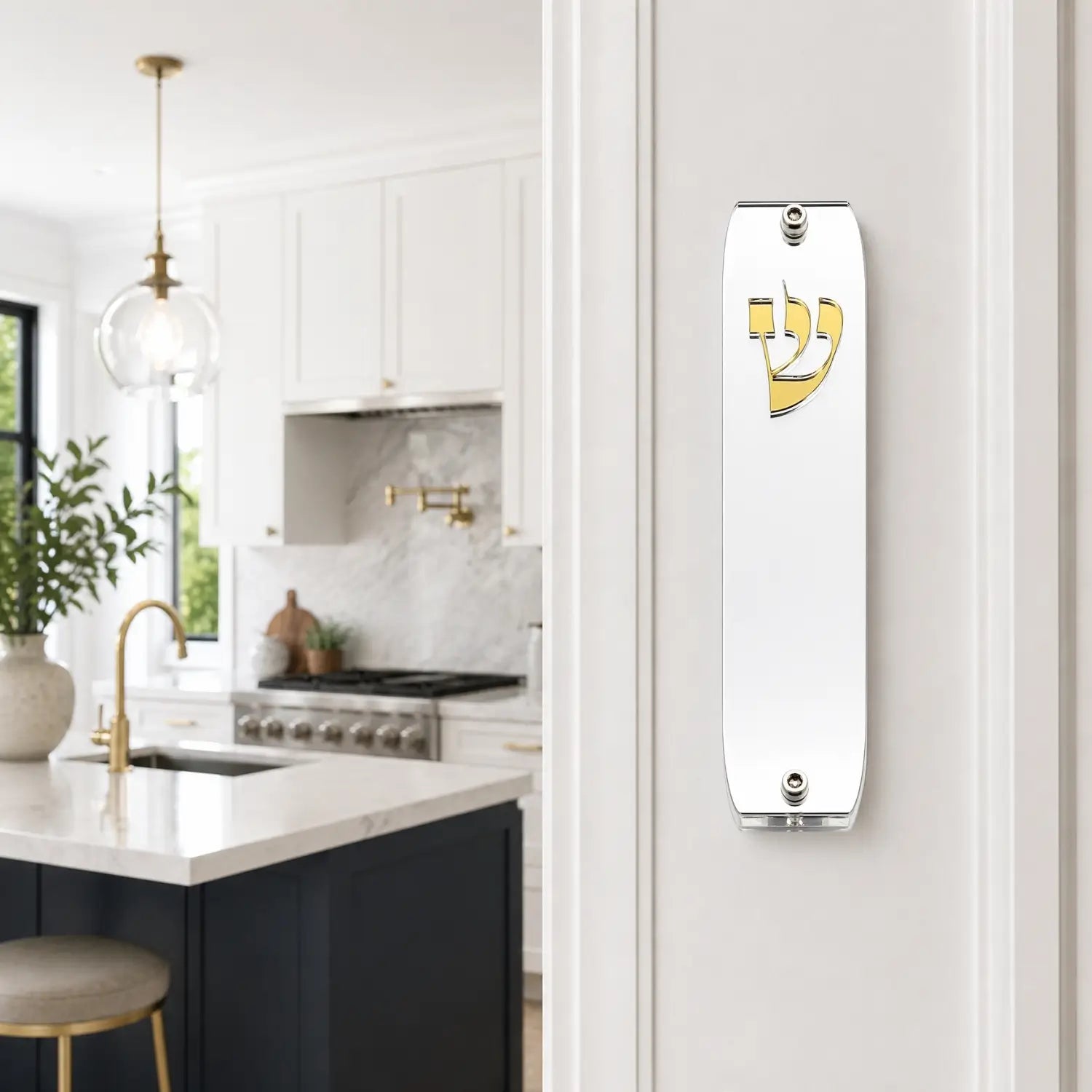 Genesis Classic Mezuzah for Door – Handmade Premium Clear Acrylic Case – Model LSN-10003