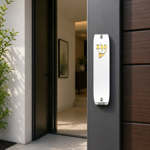 Genesis Classic Mezuzah for Door – Handmade Premium Clear Acrylic Case – Model LSN-10003
