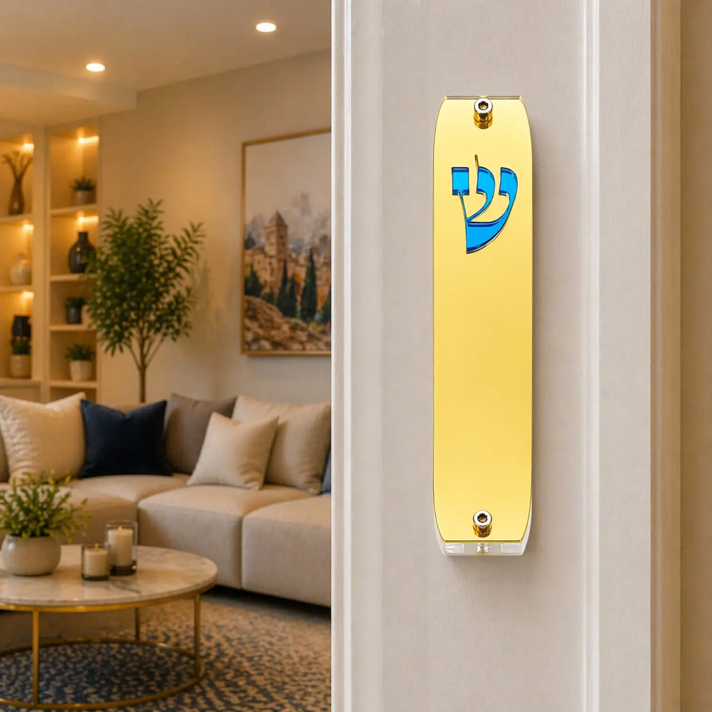 Genesis Classic Mezuzah for Door – Handmade Premium Clear Acrylic Case – Model LSN-10005