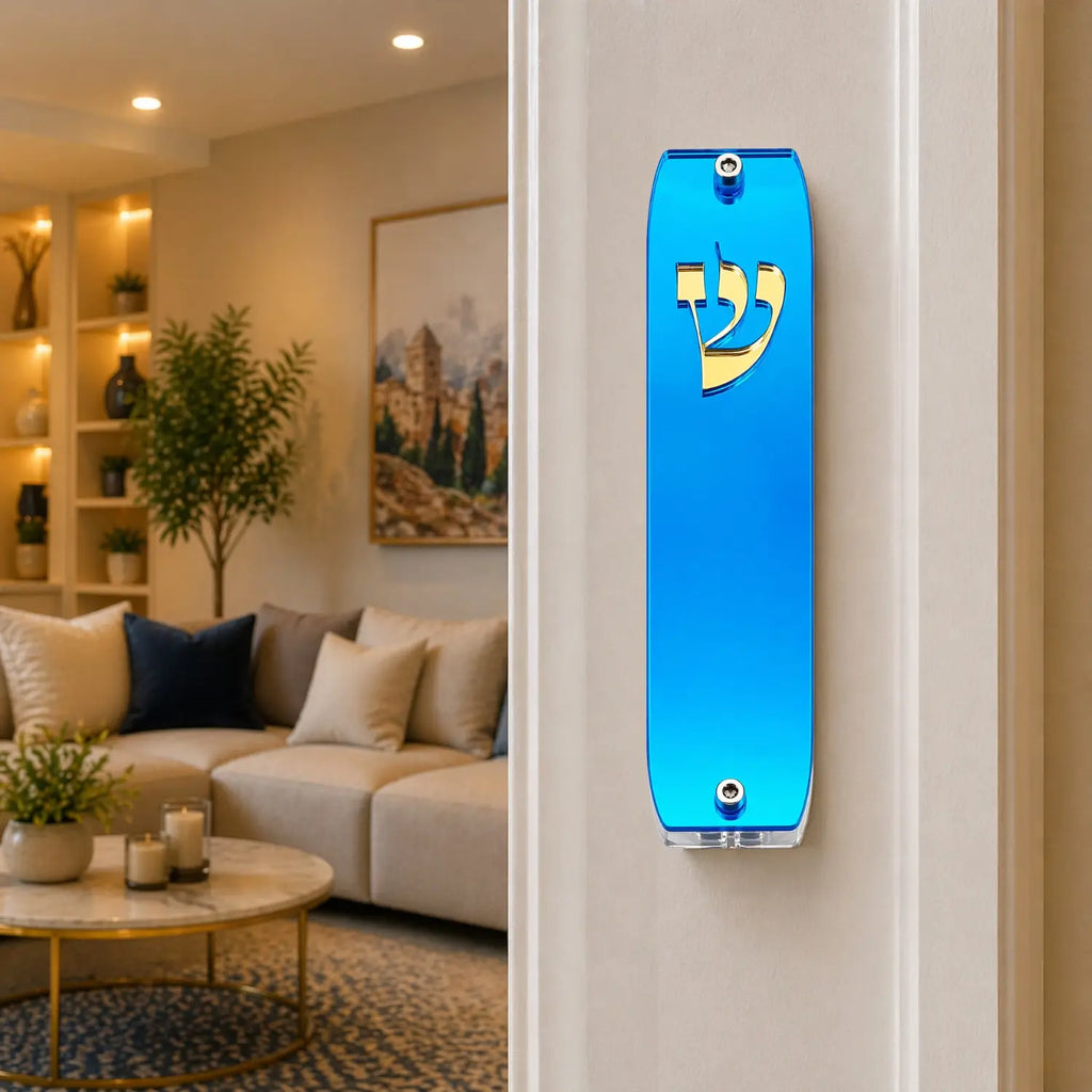 Genesis Classic Mezuzah for Door – Handmade Premium Clear Acrylic Case – Model LSN-10006