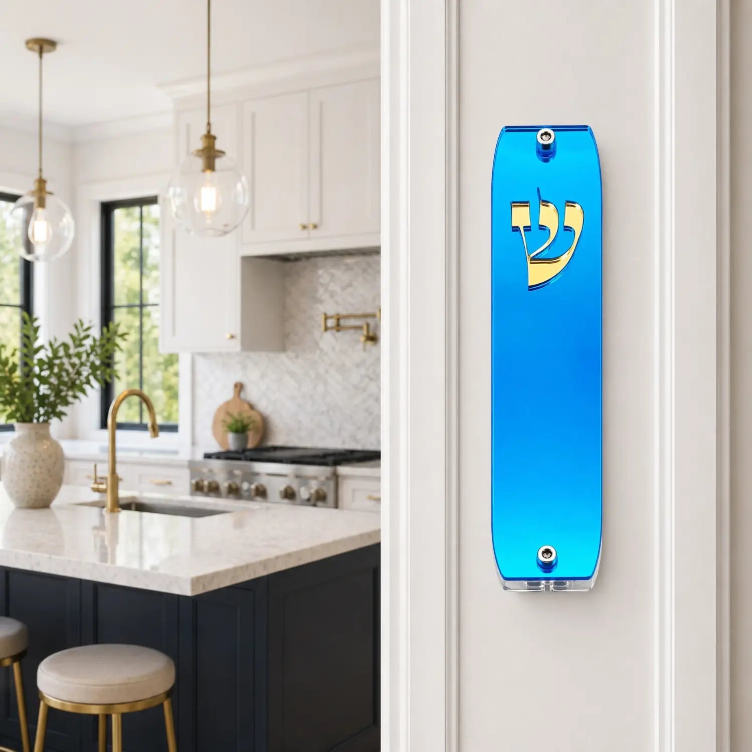 Genesis Classic Mezuzah for Door – Handmade Premium Clear Acrylic Case – Model LSN-10006