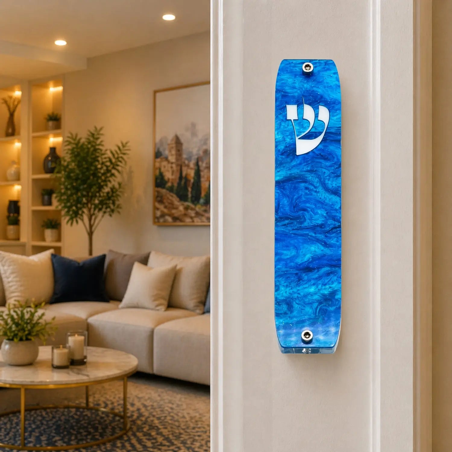Genesis Classic Mezuzah for Door – Handmade Premium Clear Acrylic Case – Model LSN-10009
