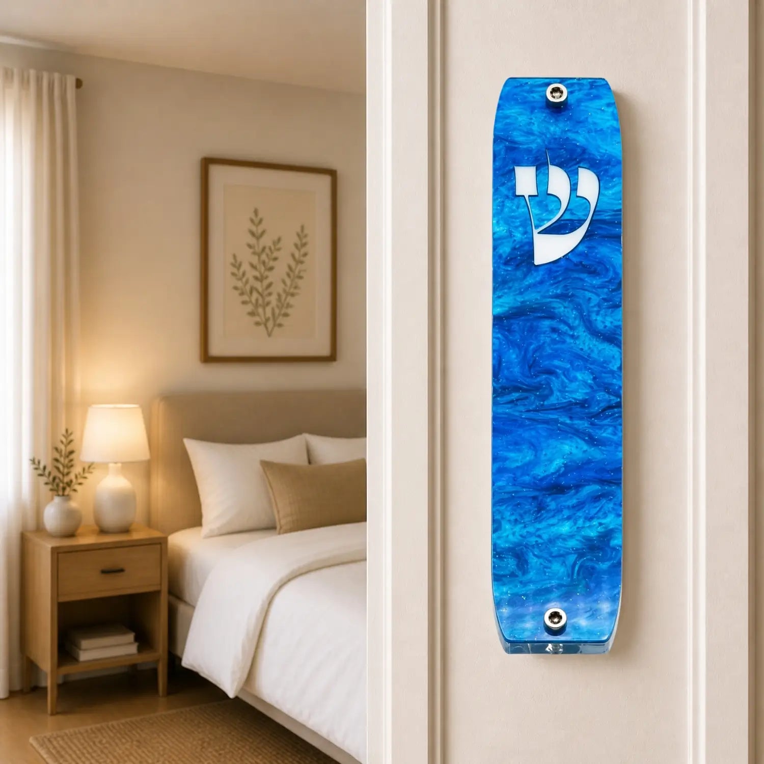 Genesis Classic Mezuzah for Door – Handmade Premium Clear Acrylic Case – Model LSN-10009