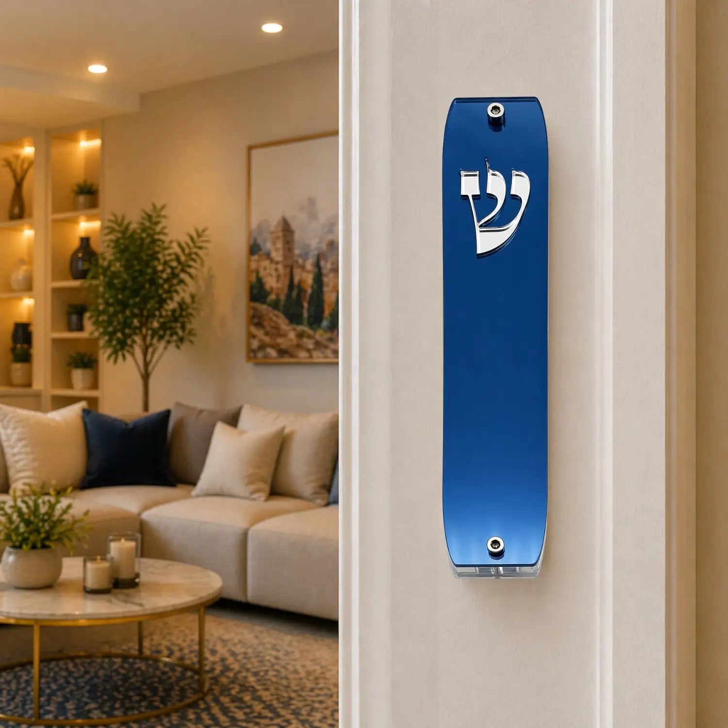 Genesis Classic Mezuzah for Door – Handmade Premium Clear Acrylic Case – Model LSN-10013