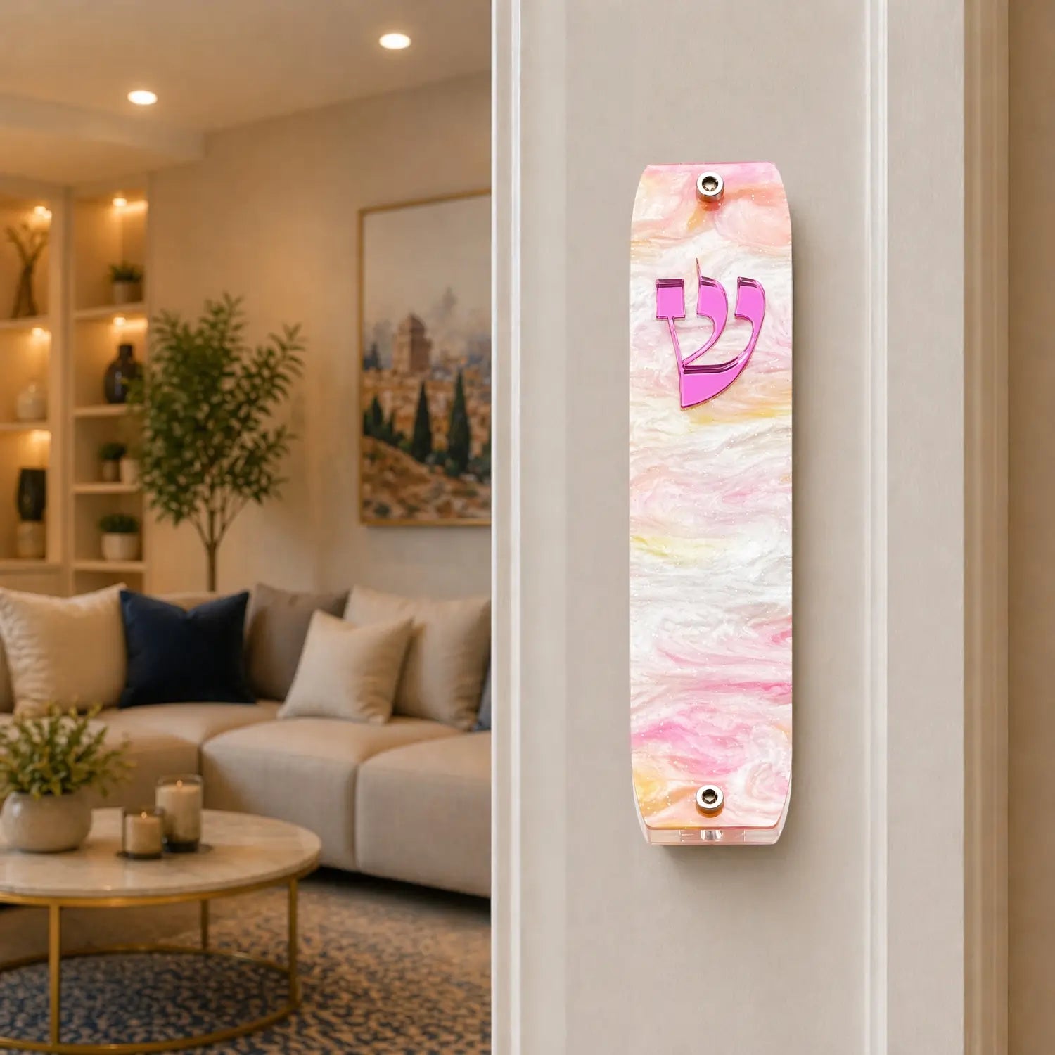 Genesis Classic Mezuzah for Door – Handmade Premium Clear Acrylic Case – Model LSN-10014