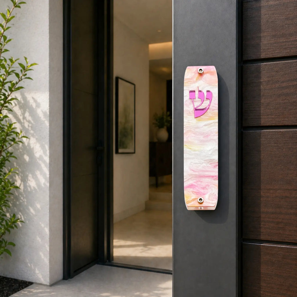 Genesis Classic Mezuzah for Door – Handmade Premium Clear Acrylic Case – Model LSN-10014