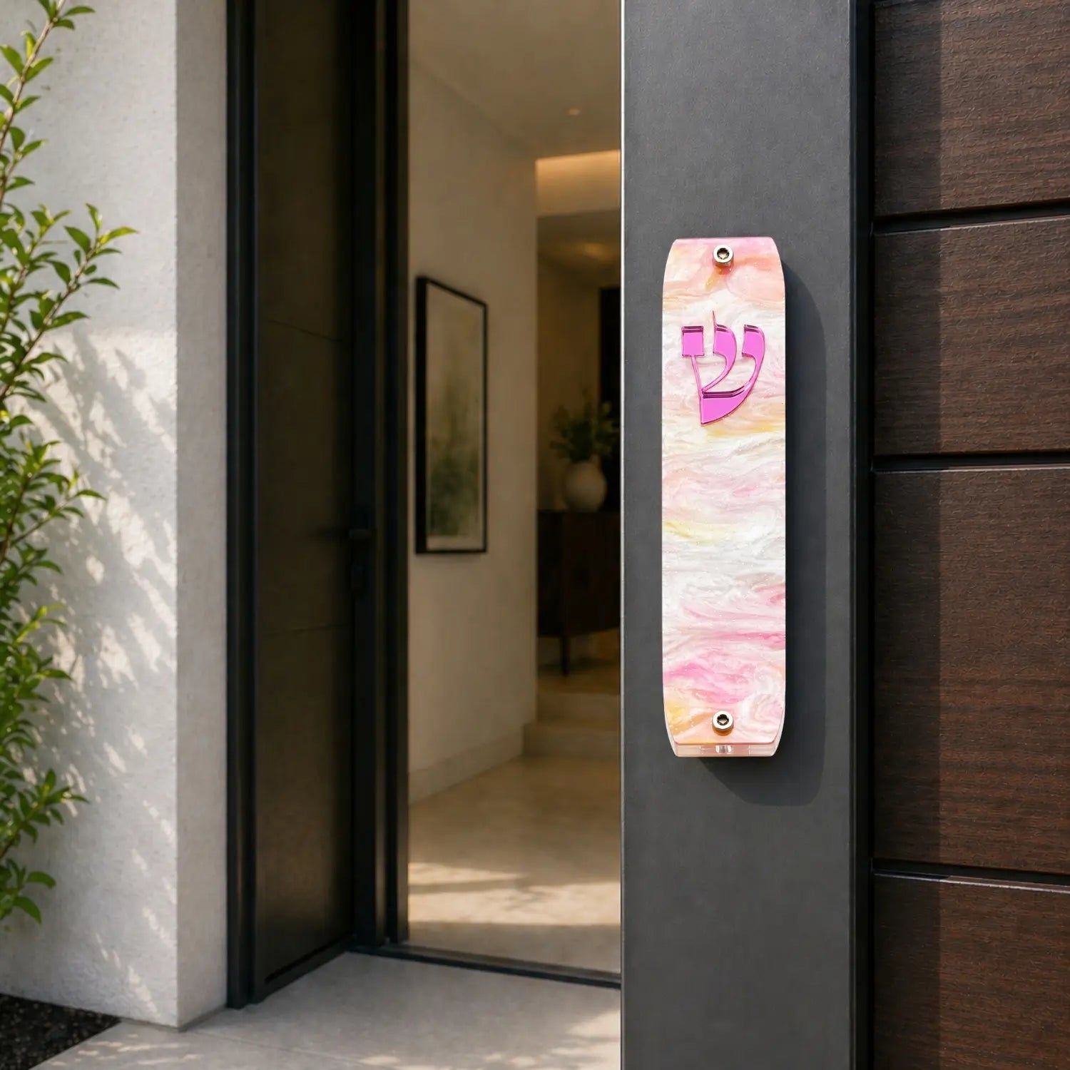 Genesis Classic Mezuzah for Door – Handmade Premium Clear Acrylic Case – Model LSN-10014