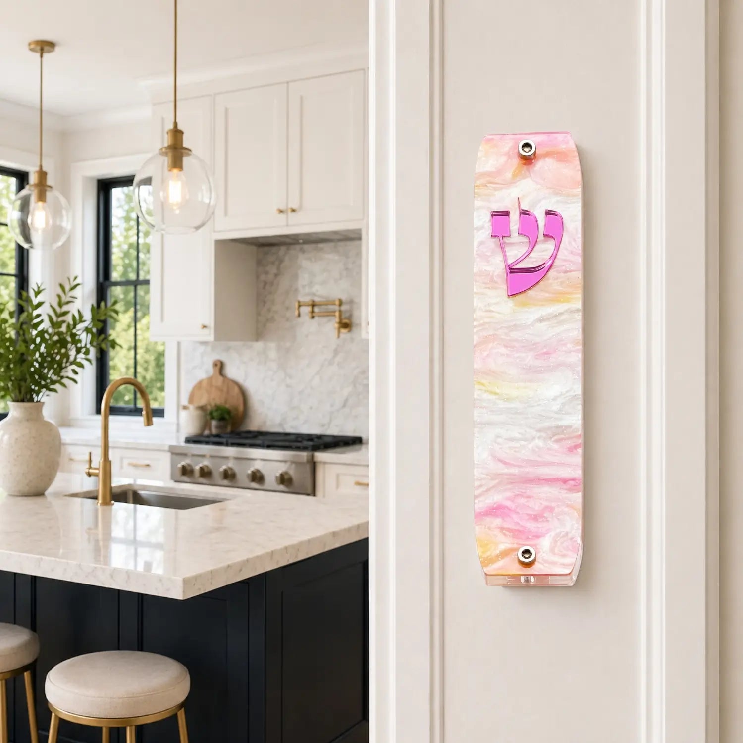 Genesis Classic Mezuzah for Door – Handmade Premium Clear Acrylic Case – Model LSN-10014