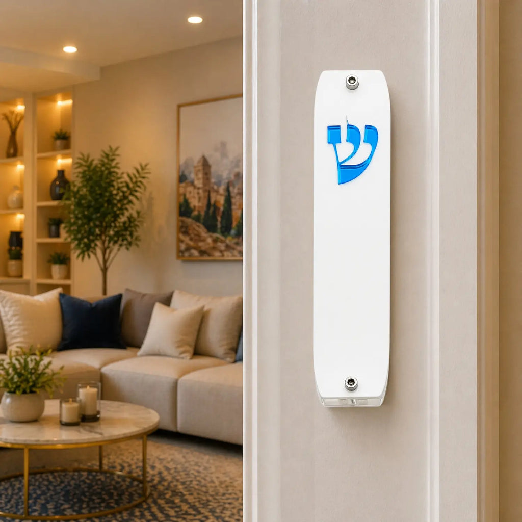 Genesis Classic Mezuzah for Door – Handmade Premium Clear Acrylic Case – Model LSN-10015