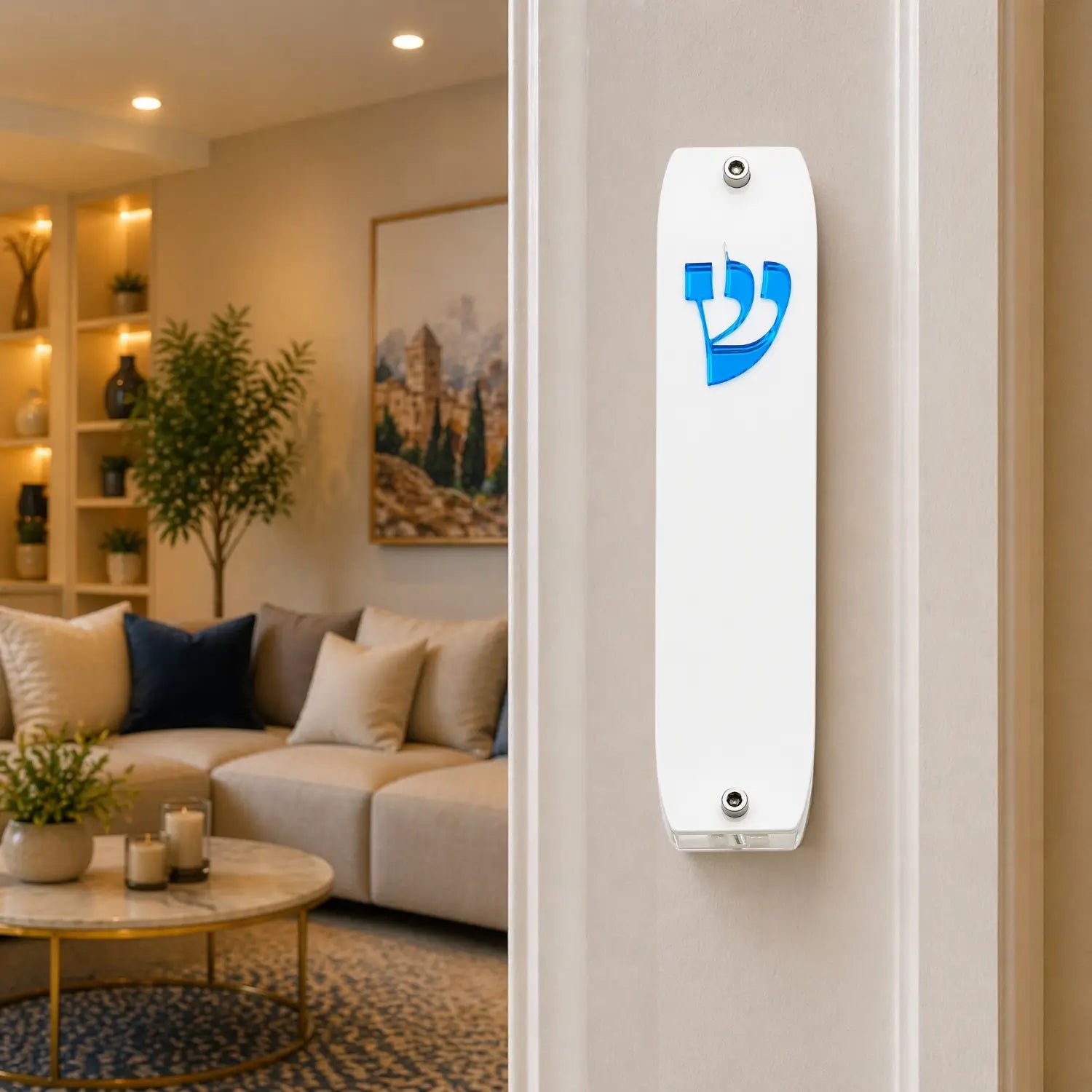 Genesis Classic Mezuzah for Door – Handmade Premium Clear Acrylic Case – Model LSN-10015