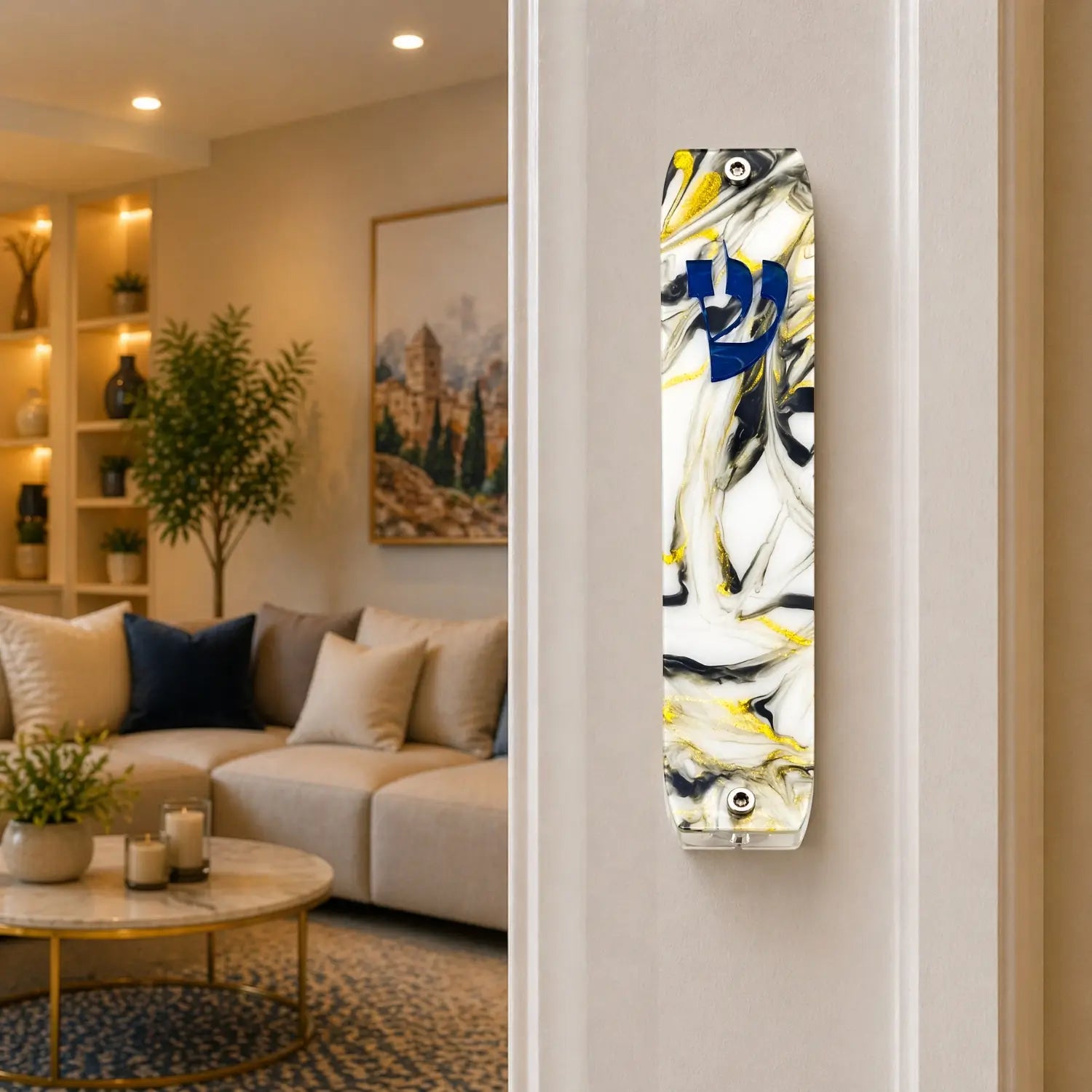 Genesis Classic Mezuzah for Door – Handmade Premium Clear Acrylic Case – Model LSN-10019