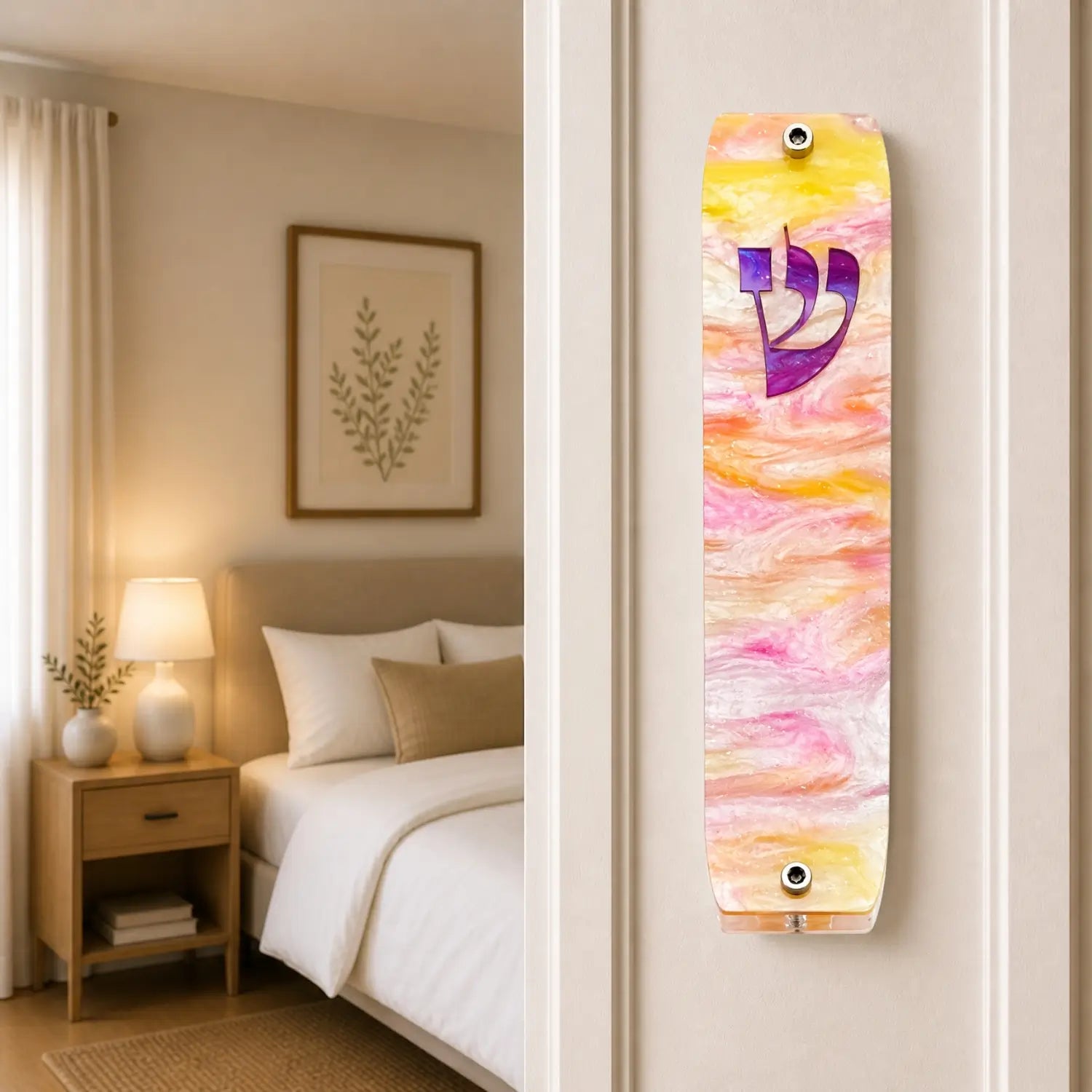 Genesis Classic Mezuzah for Door – Handmade Premium Clear Acrylic Case – Model LSN-10020