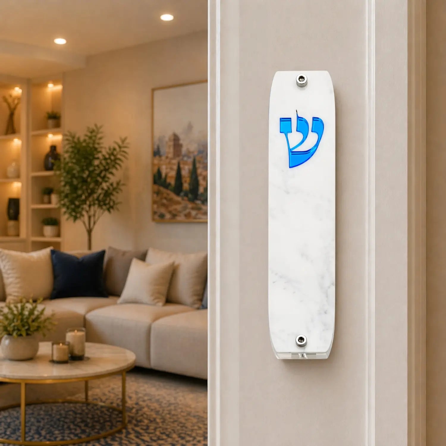 Genesis Classic Mezuzah for Door – Handmade Premium Clear Acrylic Case – Model LSN-10027