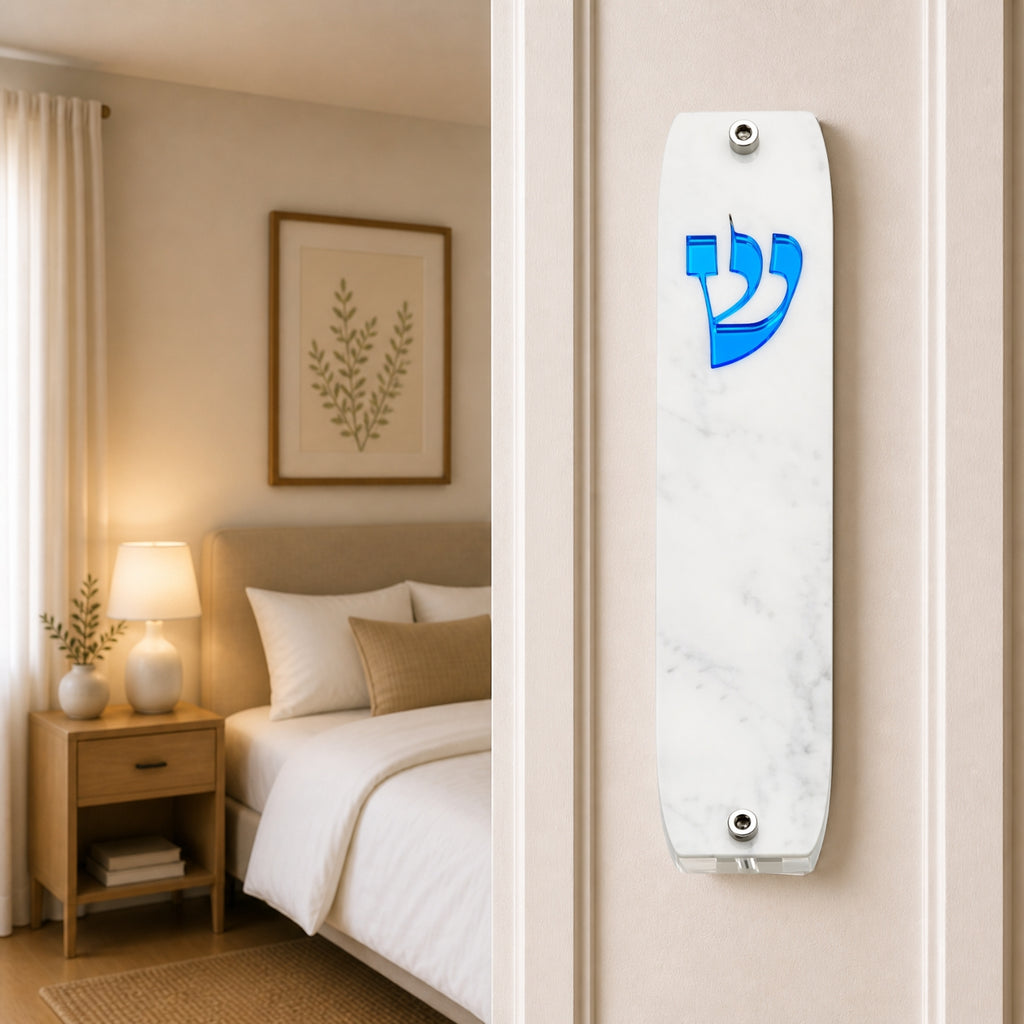 Genesis Classic Mezuzah for Door – Handmade Premium Clear Acrylic Case – Model LSN-10027