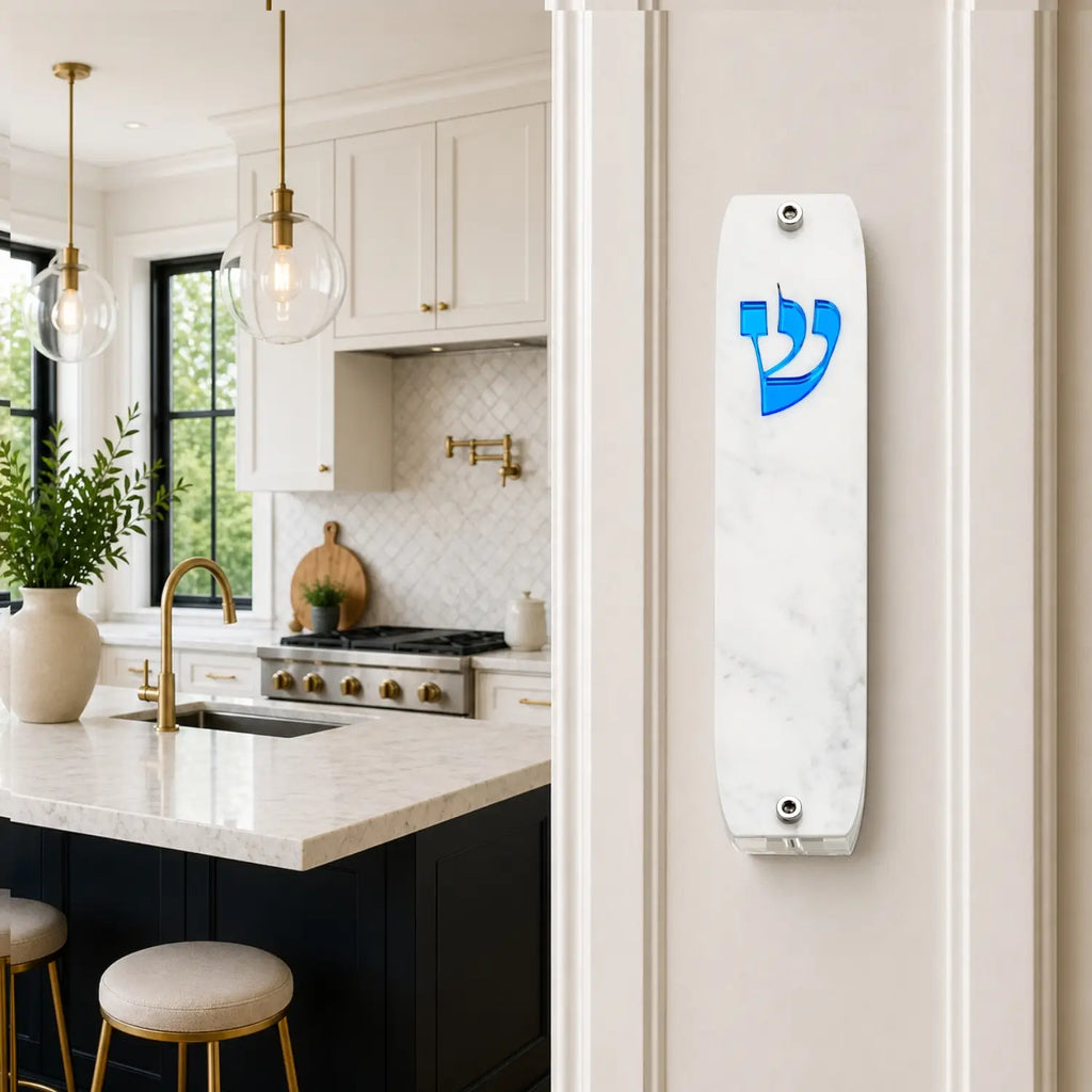 Genesis Classic Mezuzah for Door – Handmade Premium Clear Acrylic Case – Model LSN-10027