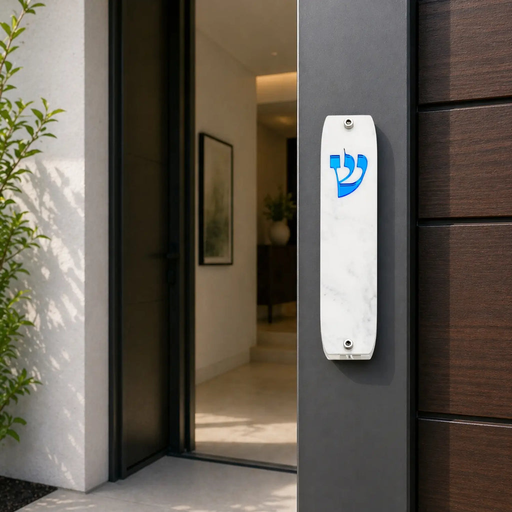 Genesis Classic Mezuzah for Door – Handmade Premium Clear Acrylic Case – Model LSN-10027