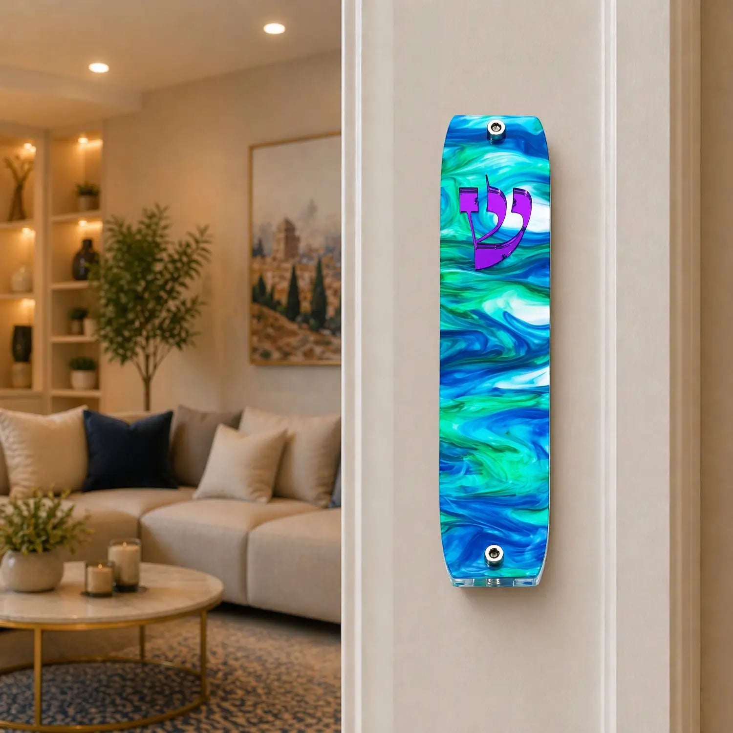 Genesis Classic Mezuzah for Door – Handmade Premium Clear Acrylic Case – Model LSN-10035