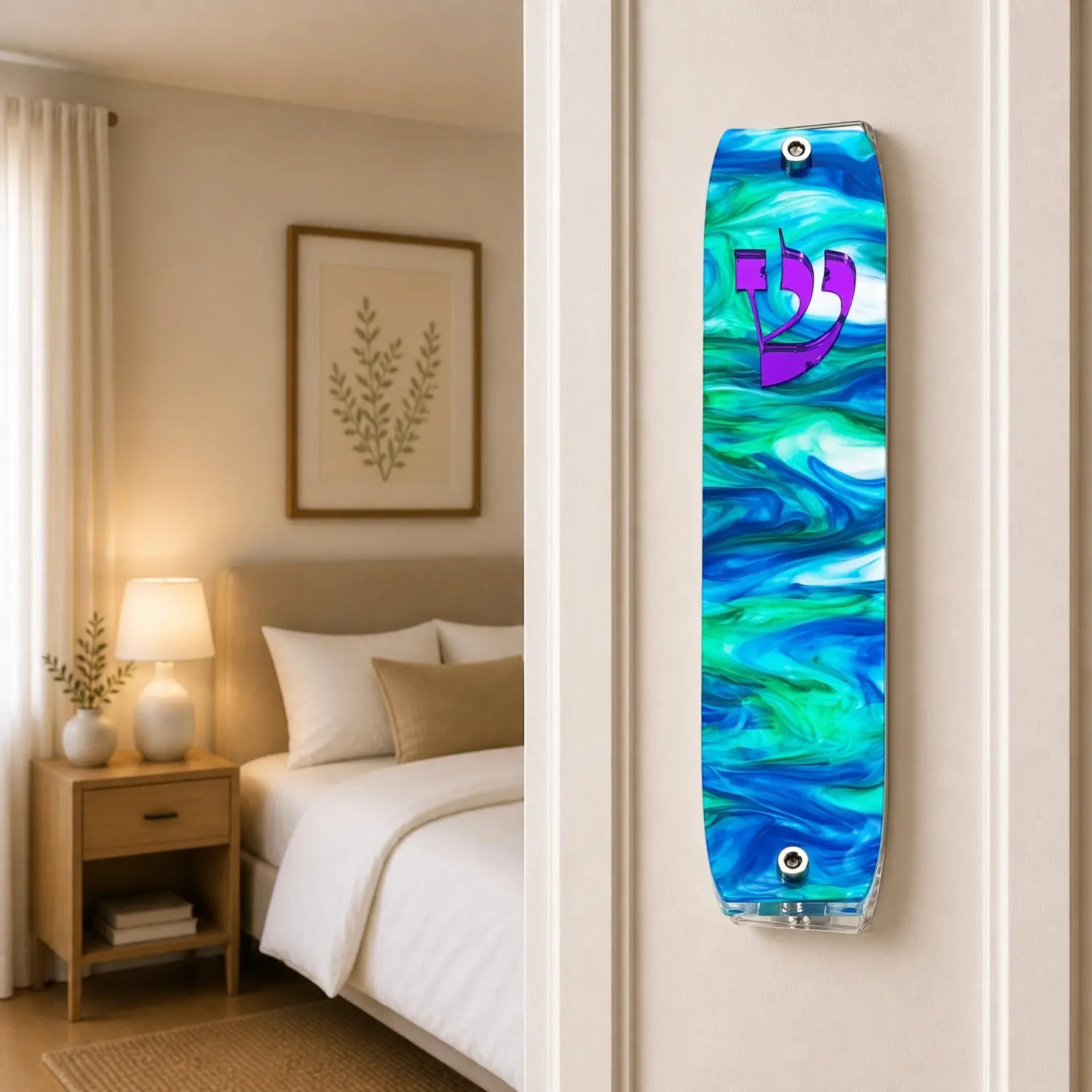 Genesis Classic Mezuzah for Door – Handmade Premium Clear Acrylic Case – Model LSN-10035