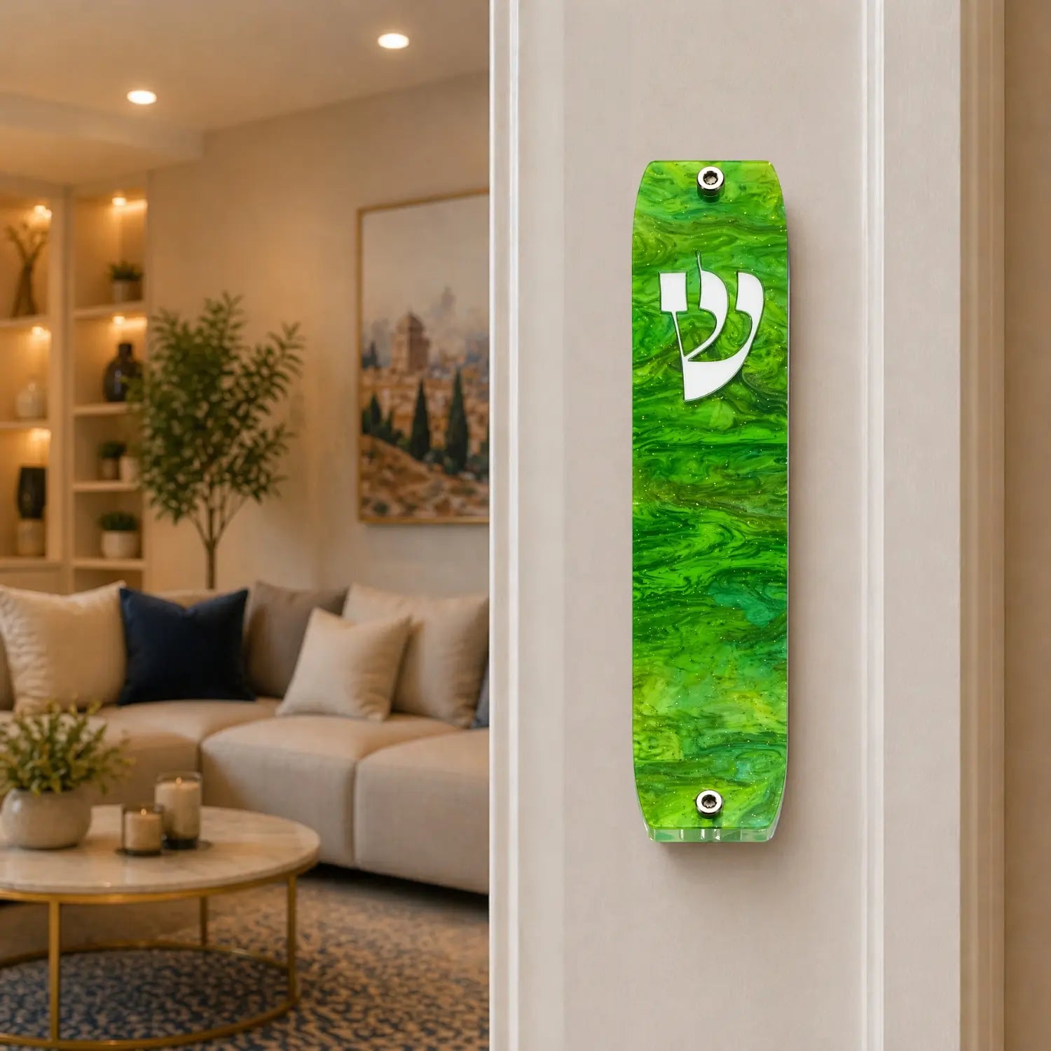 Genesis Classic Mezuzah for Door – Handmade Premium Clear Acrylic Case – Model LSN-10036