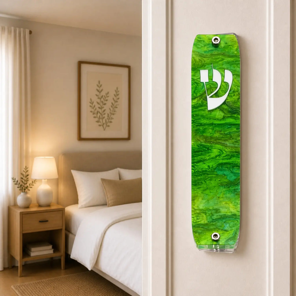 Genesis Classic Mezuzah for Door – Handmade Premium Clear Acrylic Case – Model LSN-10036