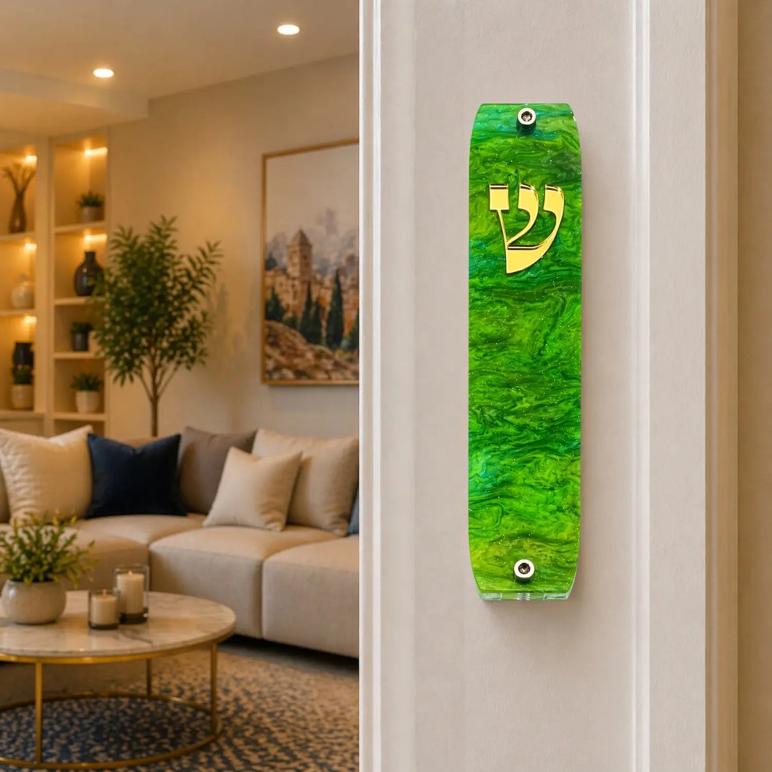 Genesis Classic Mezuzah for Door – Handmade Premium Clear Acrylic Case – Model LSN-10038