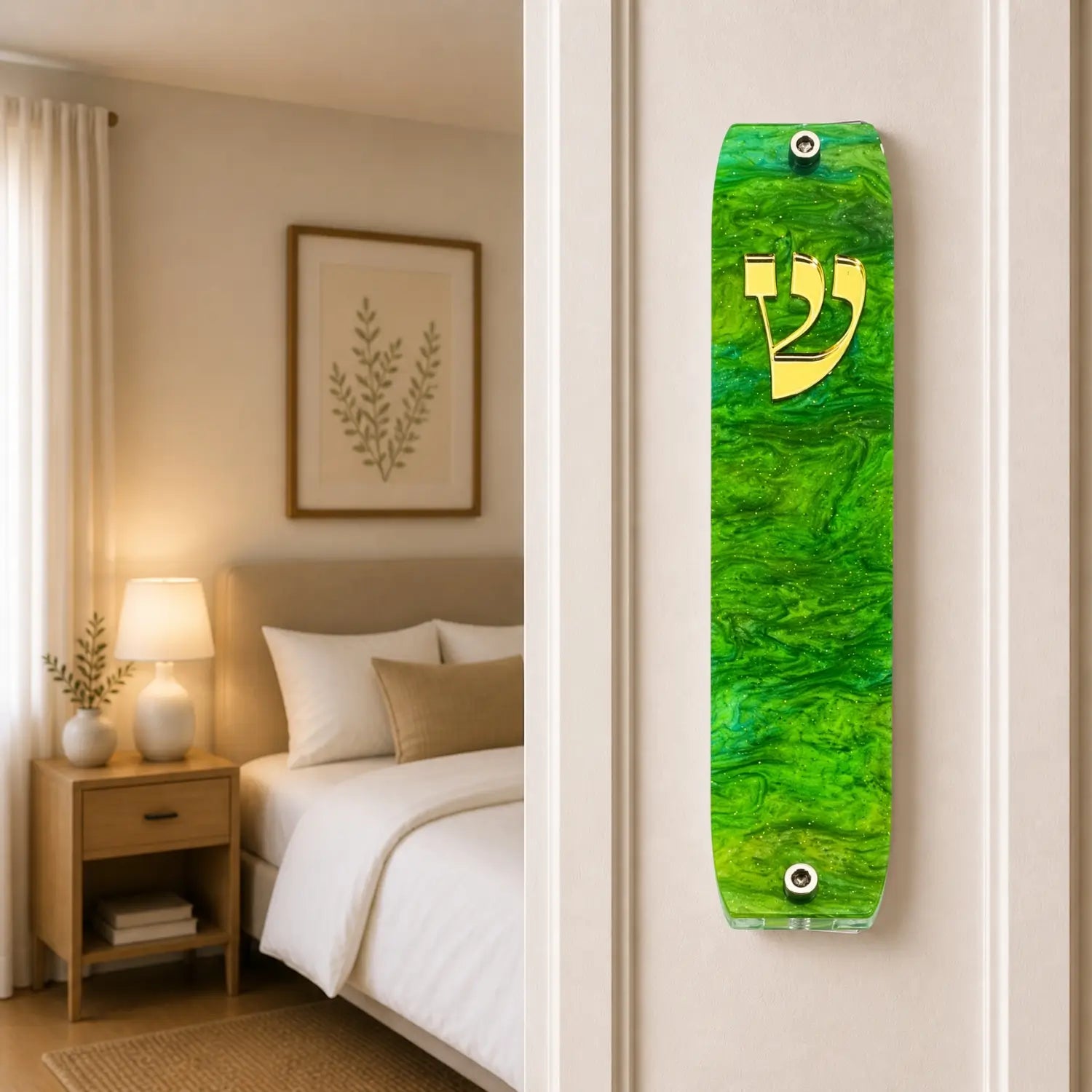 Genesis Classic Mezuzah for Door – Handmade Premium Clear Acrylic Case – Model LSN-10038