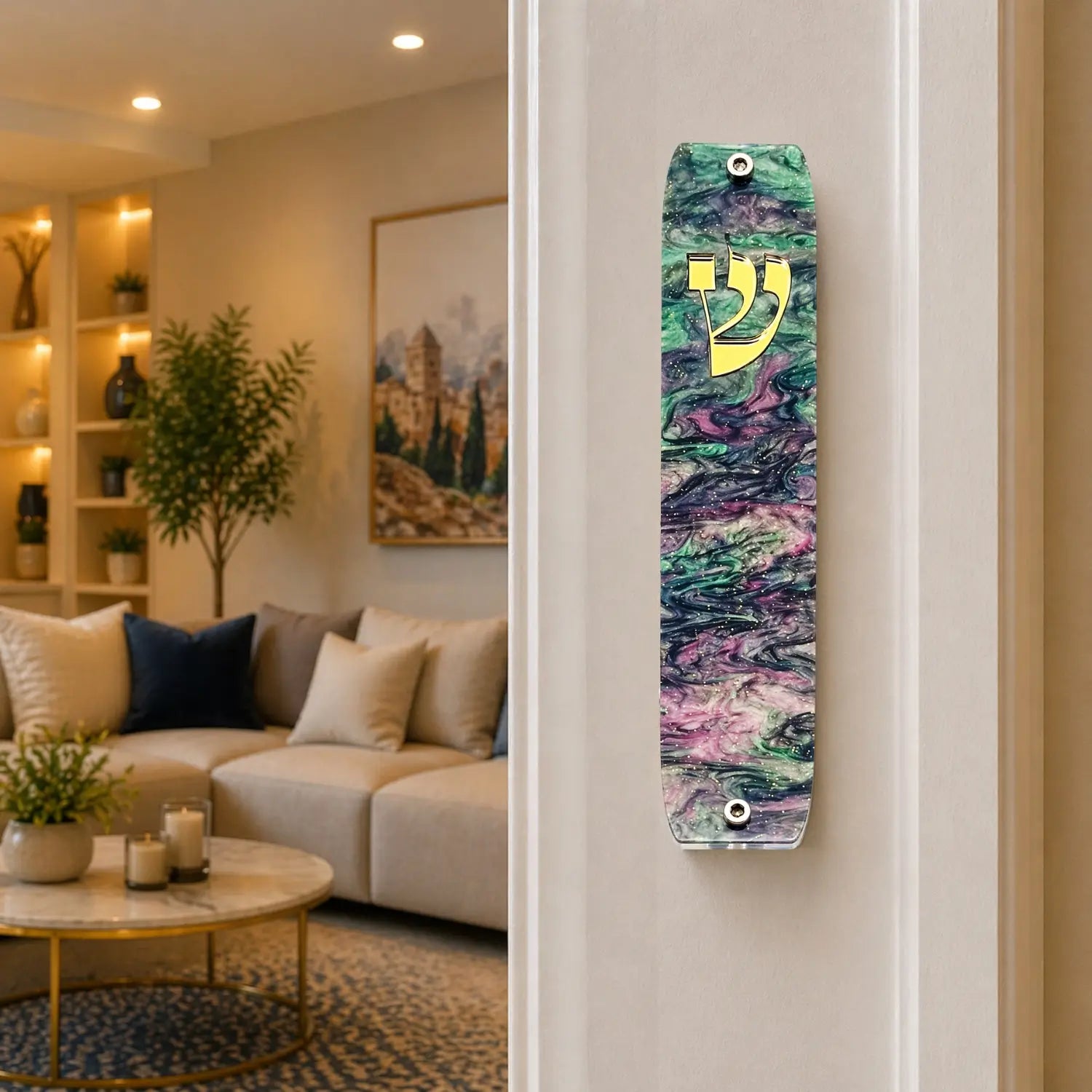 Genesis Classic Mezuzah for Door – Handmade Premium Clear Acrylic Case – Model LSN-10041