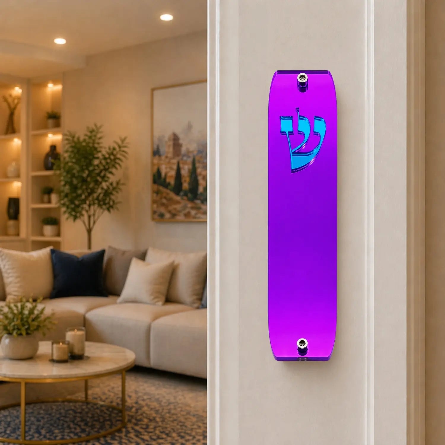 Genesis Classic Mezuzah for Door – Handmade Premium Clear Acrylic Case – Model LSN-10042