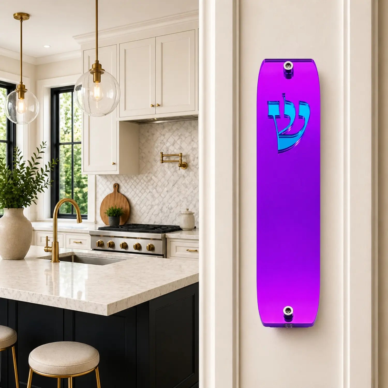 Genesis Classic Mezuzah for Door – Handmade Premium Clear Acrylic Case – Model LSN-10042