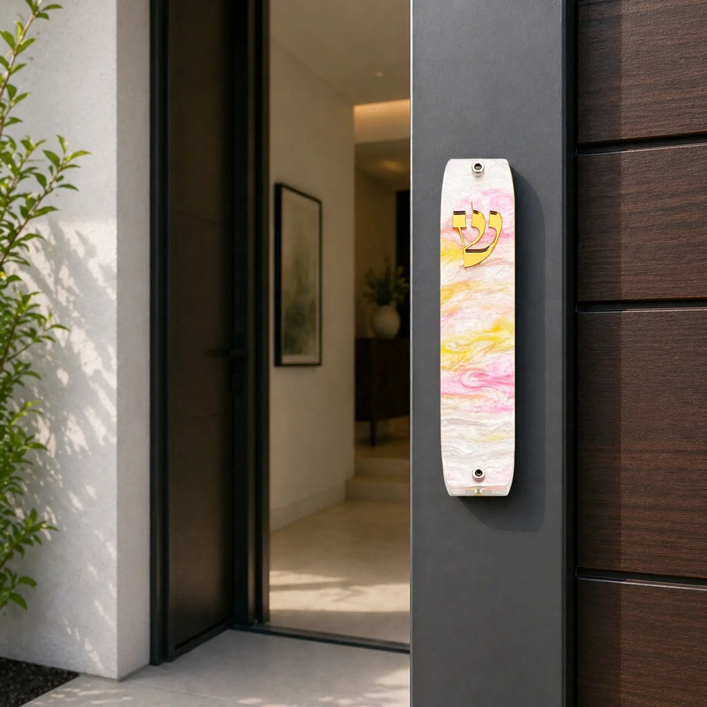 Genesis Classic Mezuzah for Door – Handmade Premium Clear Acrylic Case – Model LSN-10045