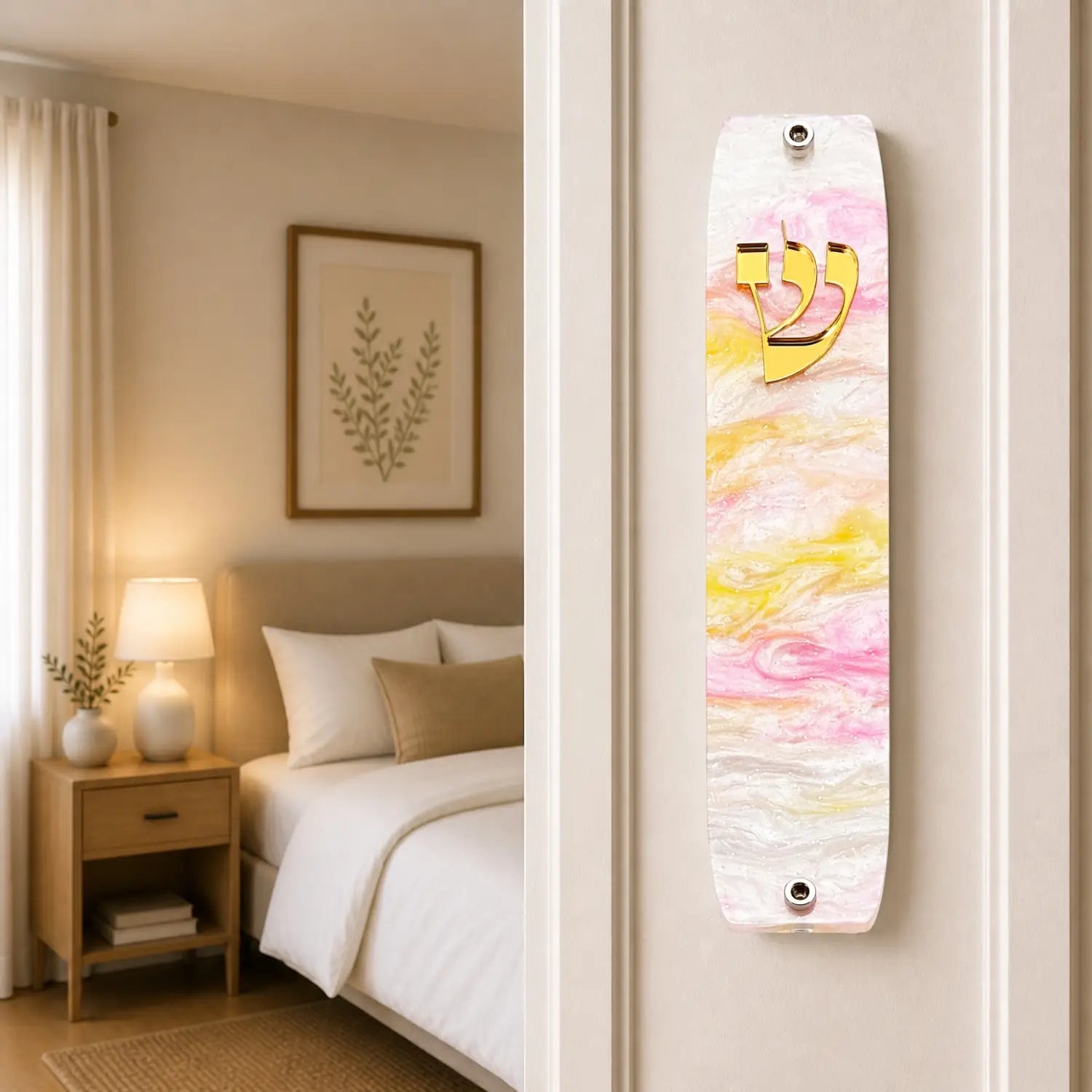 Genesis Classic Mezuzah for Door – Handmade Premium Clear Acrylic Case – Model LSN-10045
