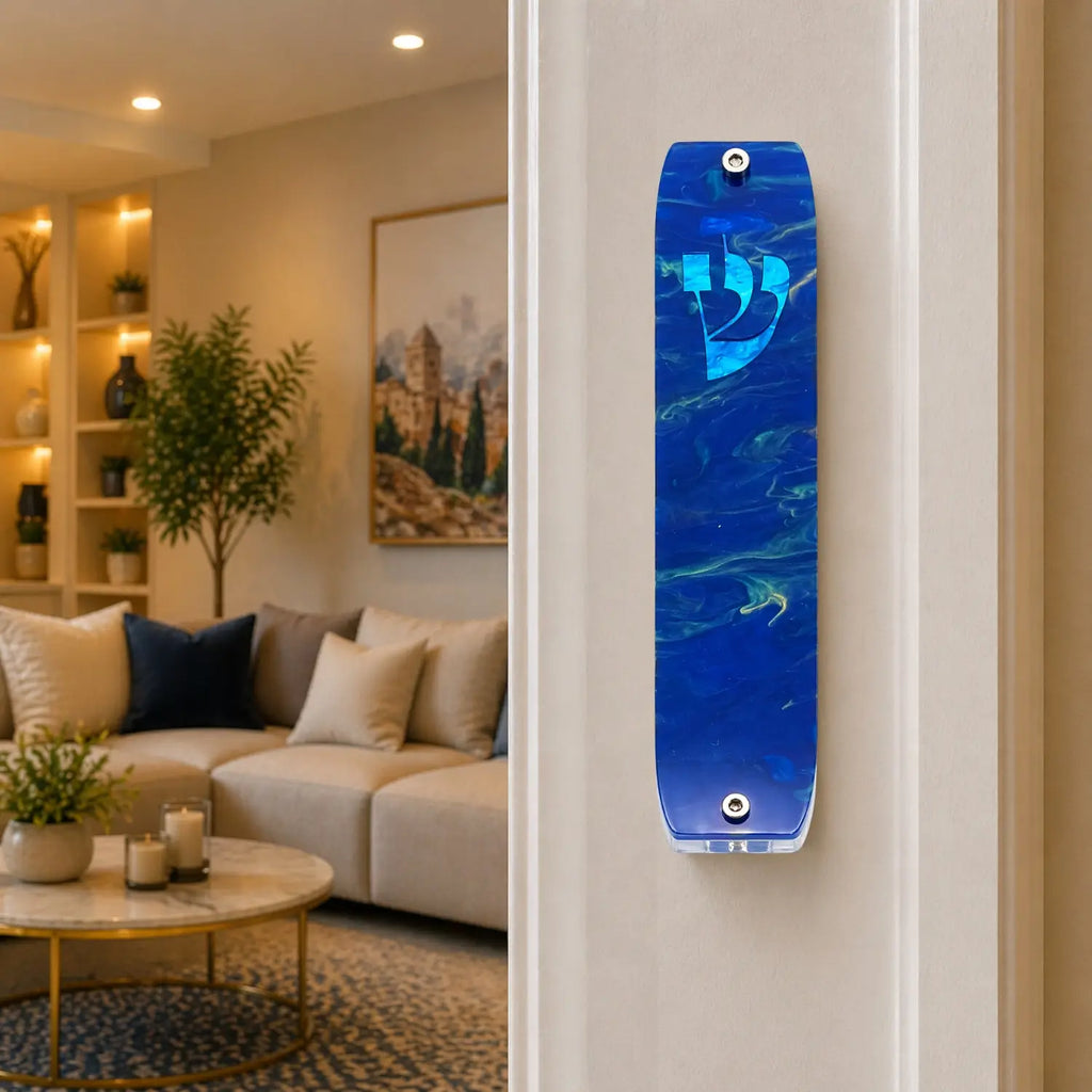 Genesis Classic Mezuzah for Door – Handmade Premium Clear Acrylic Case – Model LSN-10047