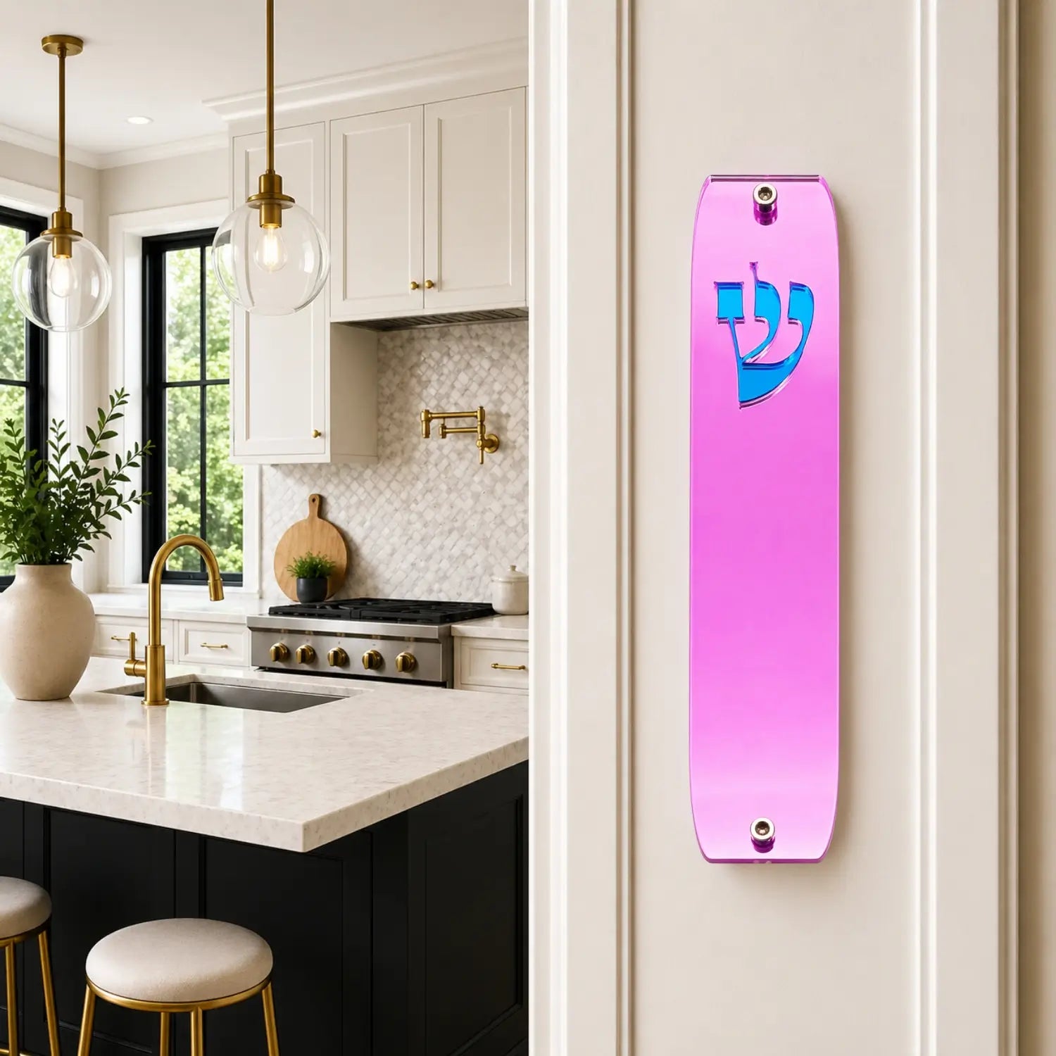 Genesis Classic Mezuzah for Door – Handmade Premium Clear Acrylic Case – Model LSN-10049