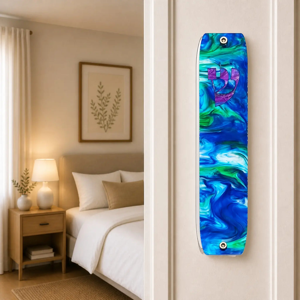Genesis Classic Mezuzah for Door – Handmade Premium Clear Acrylic Case – Model LSN-10050