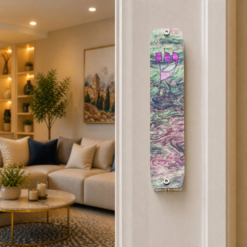 Genesis Classic Mezuzah for Door – Handmade Premium Clear Acrylic Case – Model LSN-10052