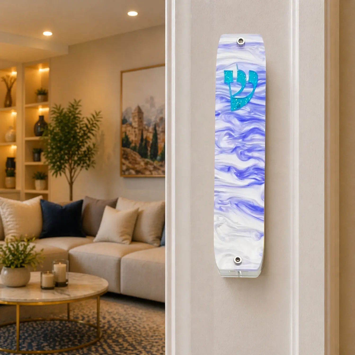 Genesis Classic Mezuzah for Door – Handmade Premium Clear Acrylic Case – Model LSN-10053