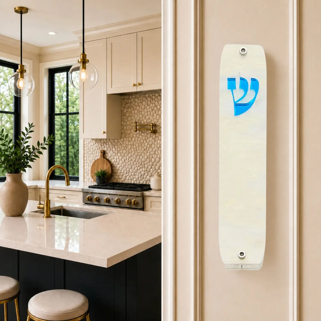 Genesis Classic Mezuzah for Door – Handmade Premium Clear Acrylic Case – Model LSN-10056