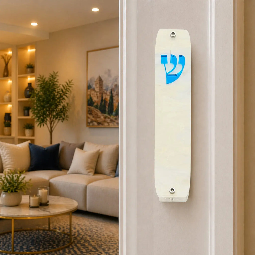 Genesis Classic Mezuzah for Door – Handmade Premium Clear Acrylic Case – Model LSN-10056
