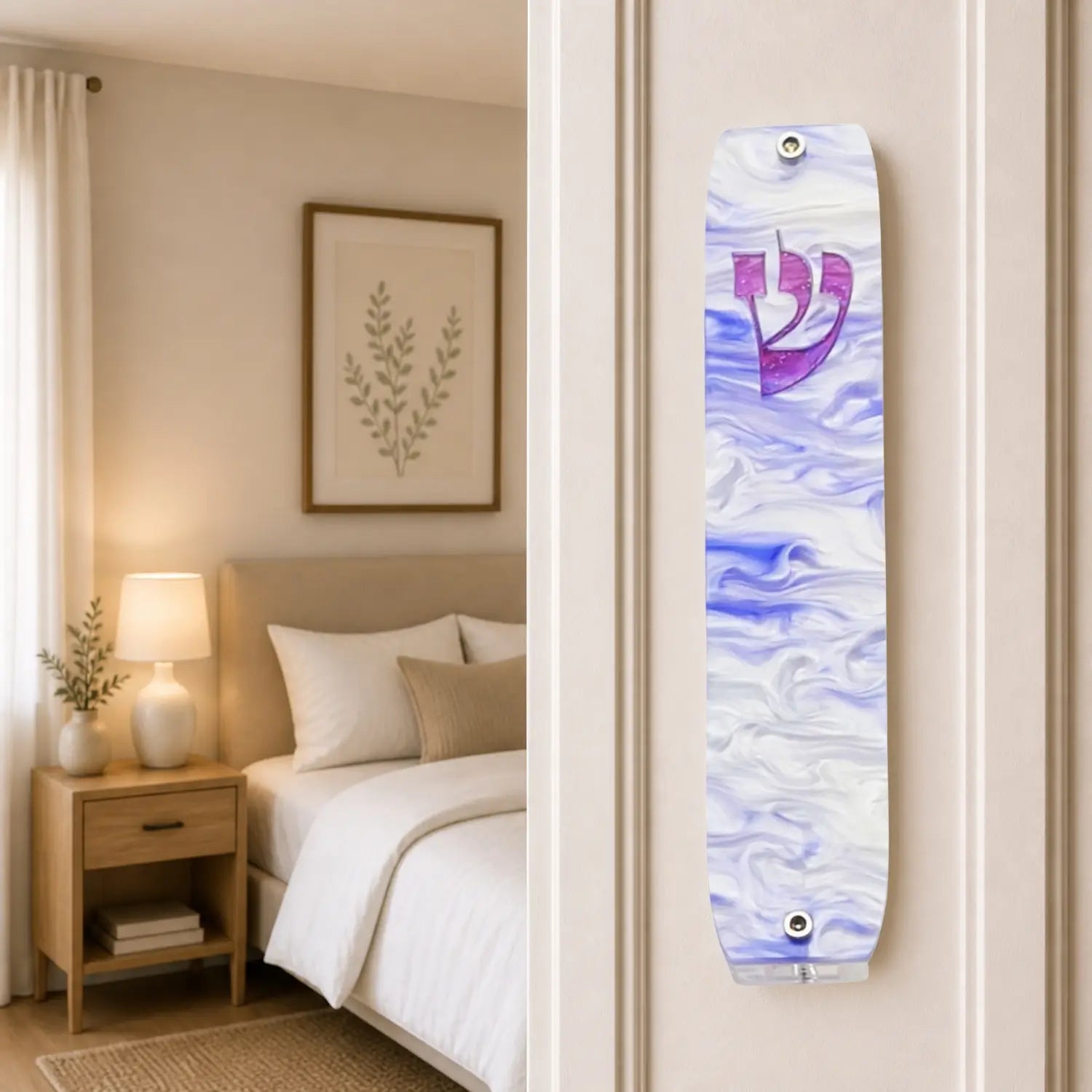 Genesis Classic Mezuzah for Door – Handmade Premium Clear Acrylic Case – Model LSN-10057