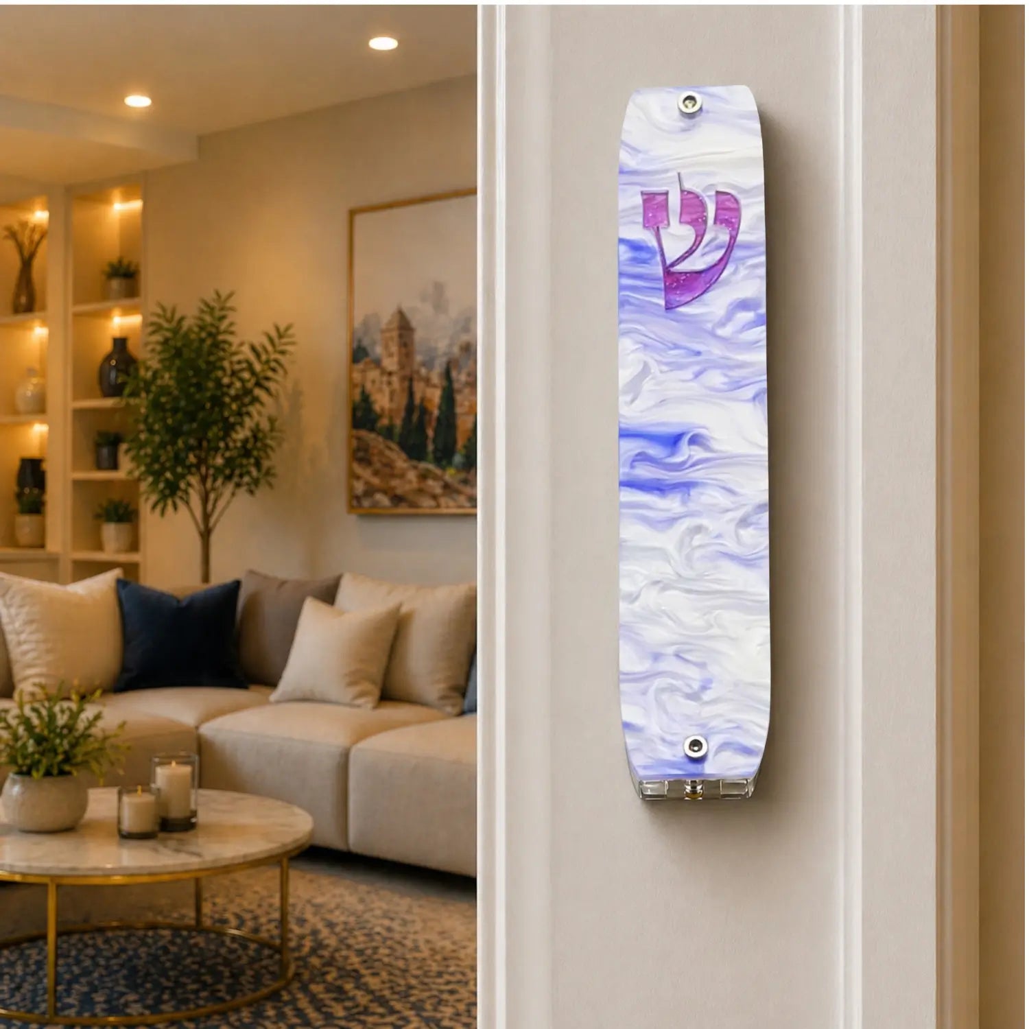 Genesis Classic Mezuzah for Door – Handmade Premium Clear Acrylic Case – Model LSN-10057