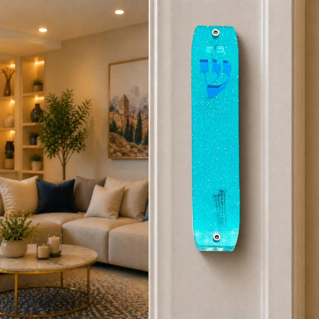 Genesis Classic Mezuzah for Door – Handmade Premium Clear Acrylic Case – Model LSN-10058