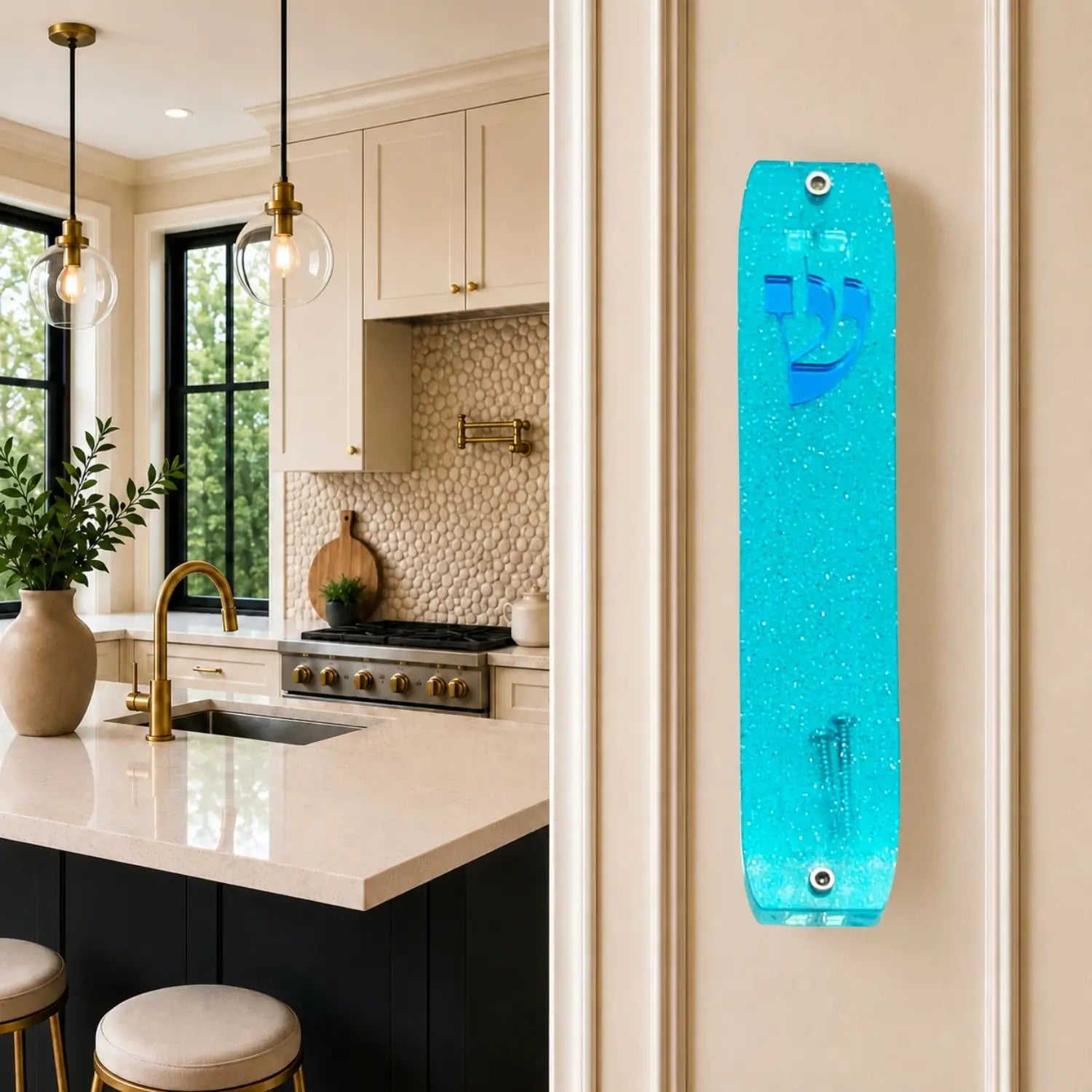 Genesis Classic Mezuzah for Door – Handmade Premium Clear Acrylic Case – Model LSN-10058