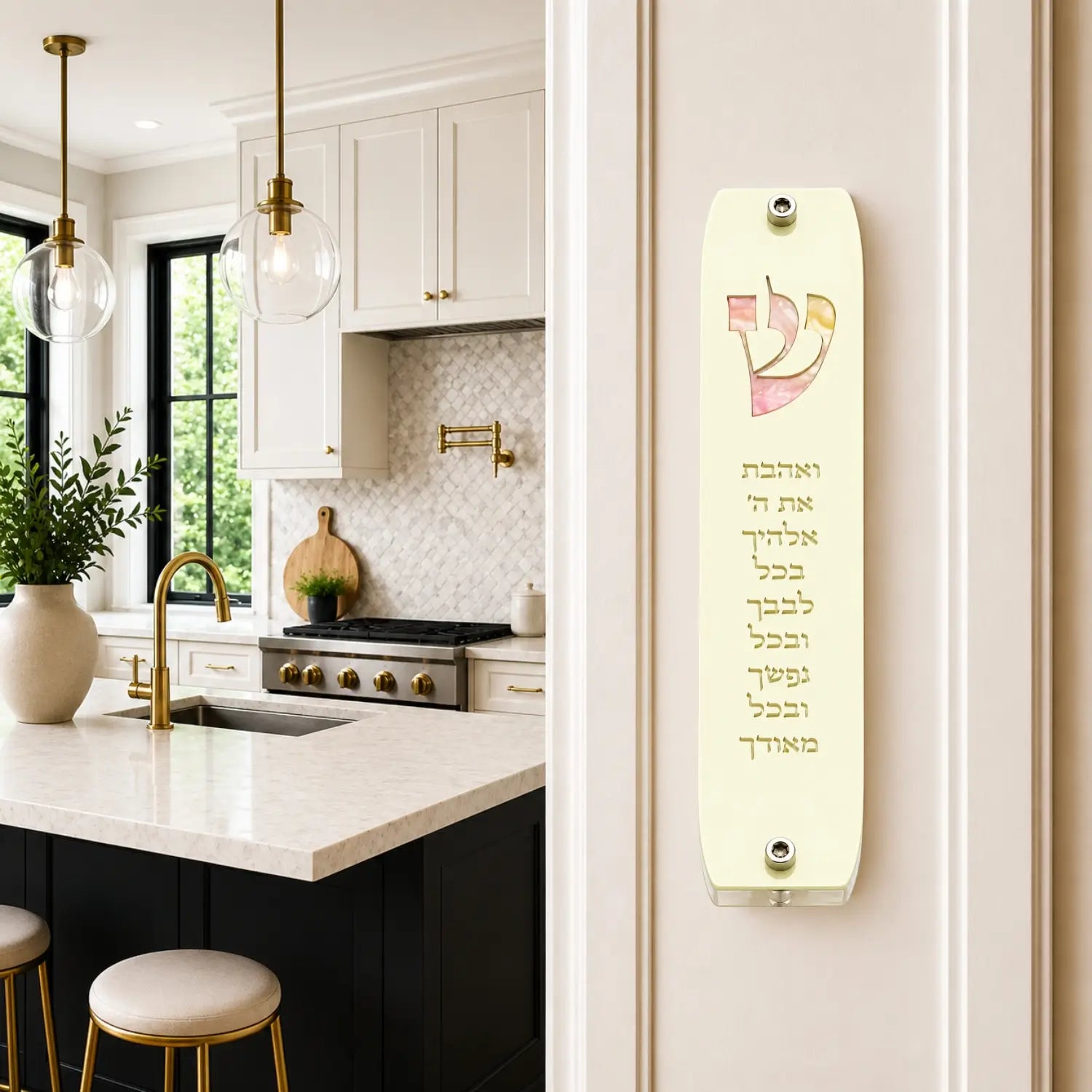 Genesis Classic Mezuzah for Door – Handmade Premium Clear Acrylic Case – Model LSN-10059