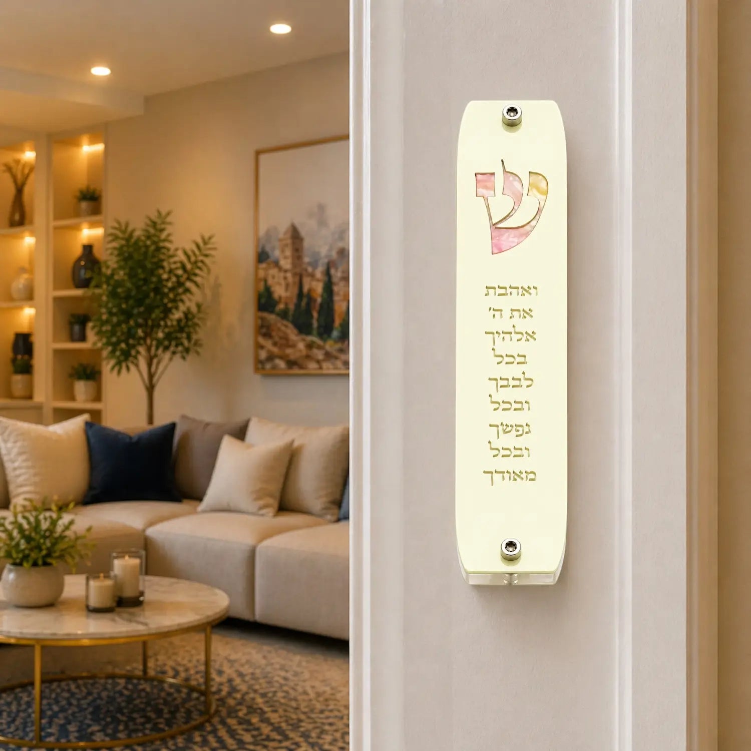 Genesis Classic Mezuzah for Door – Handmade Premium Clear Acrylic Case – Model LSN-10059