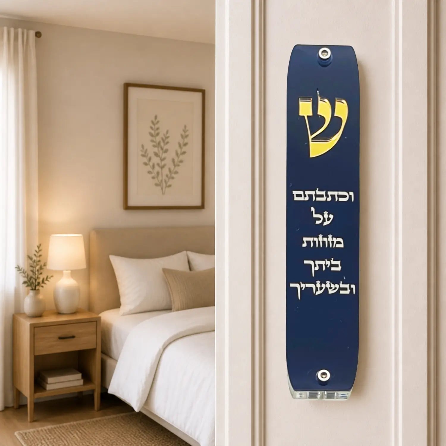 Genesis Classic Mezuzah for Door – Handmade Premium Clear Acrylic Case – Model LSN-10060